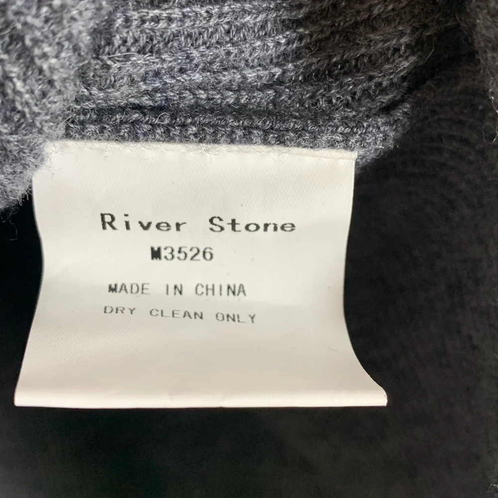 River Stone Rib Knit Crewneck Sweater In Charcoal Gray Size Large